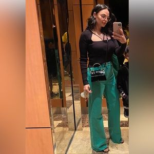 Zara black ribbed top with cutouts